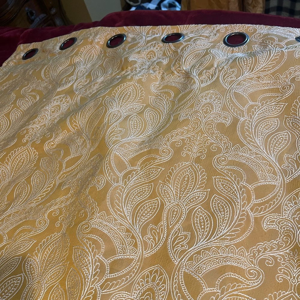 4 panels mustard yellow curtains with pattern